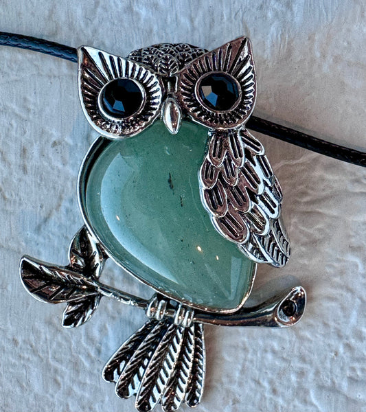 Green Tourmaline owl necklace.
