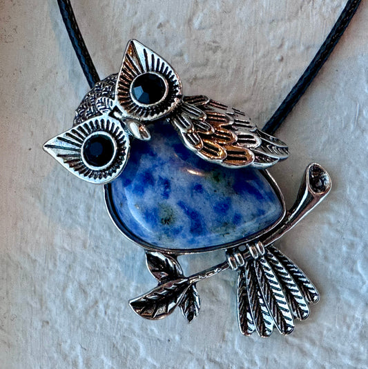 Sodalite owl necklace