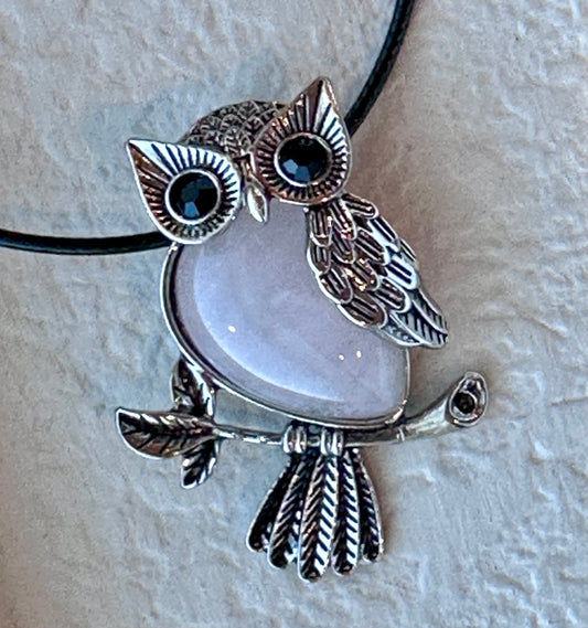 Rose Quartz Owl Necklace